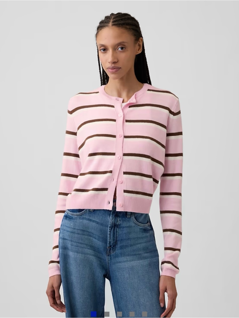 Gap CashSoft Stripe Crewneck Cardigan- size M